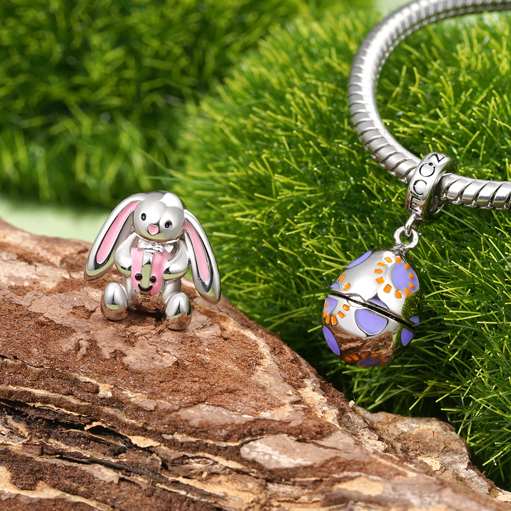 Gnoce Easter Egg-Pocket Black Cat Charm Platinum-plated Silver Blend - Image 4