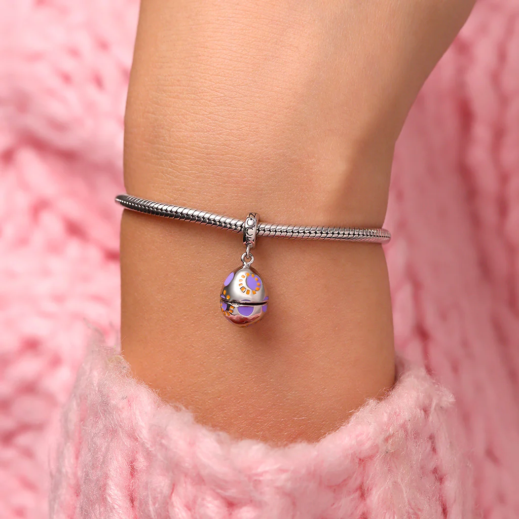 Gnoce Easter Egg-Pocket Black Cat Charm Platinum-plated Silver Blend - Image 8