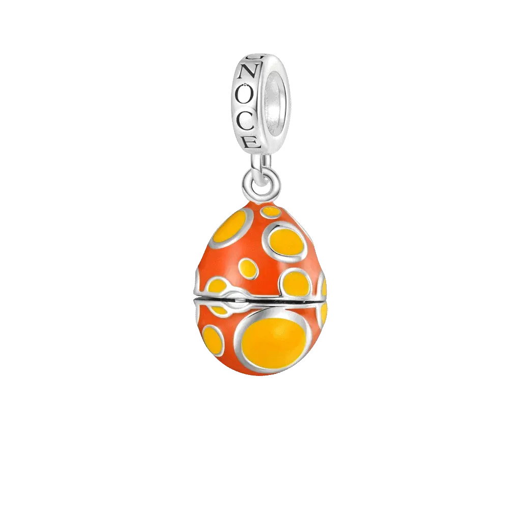 Gnoce Easter Egg-Pocket Dachshund Charm Platinum-plated Silver Blend