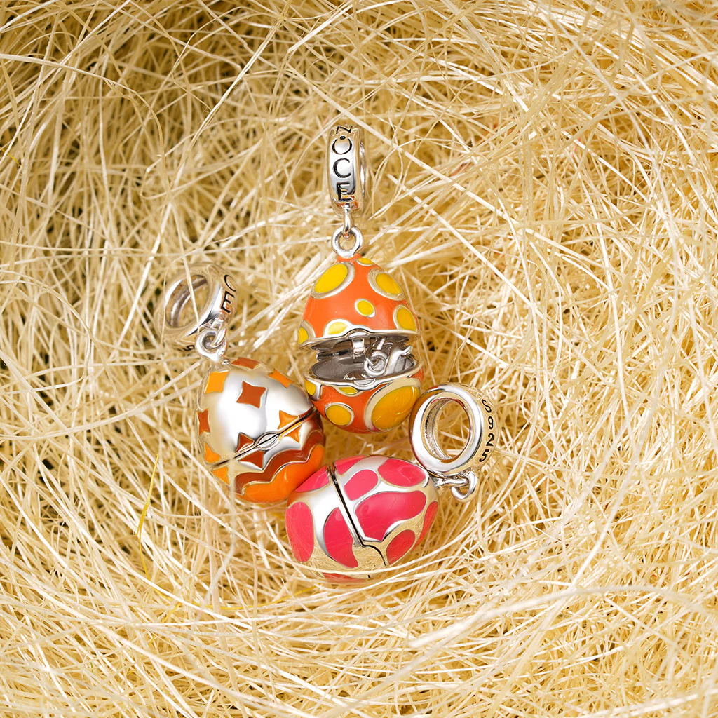 Gnoce Easter Egg-Pocket Dachshund Charm Platinum-plated Silver Blend - Image 4