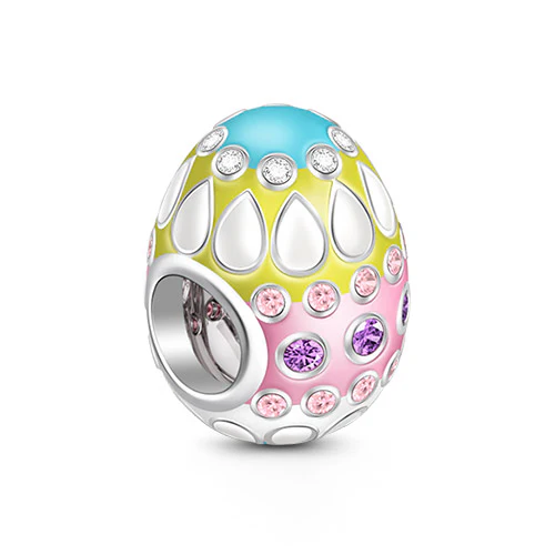 Gnoce Multicolor Easter Egg Charm Platinum-plated Silver Blend