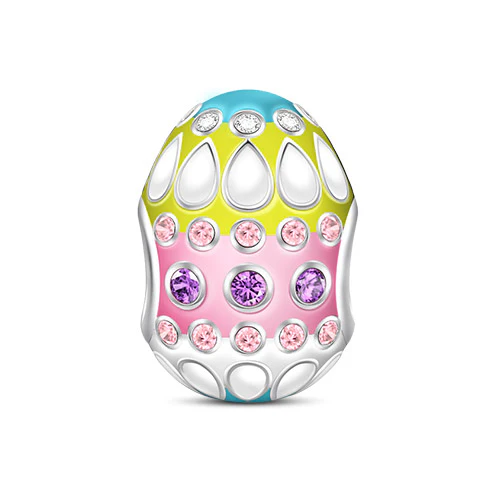 Gnoce Multicolor Easter Egg Charm Platinum-plated Silver Blend - Image 2