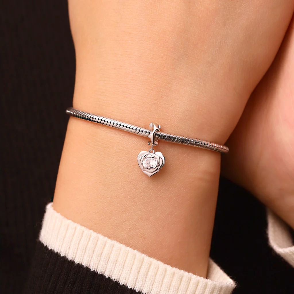 Gnoce Elegant Rose Heart Pendant Dangle Charm - Image 5
