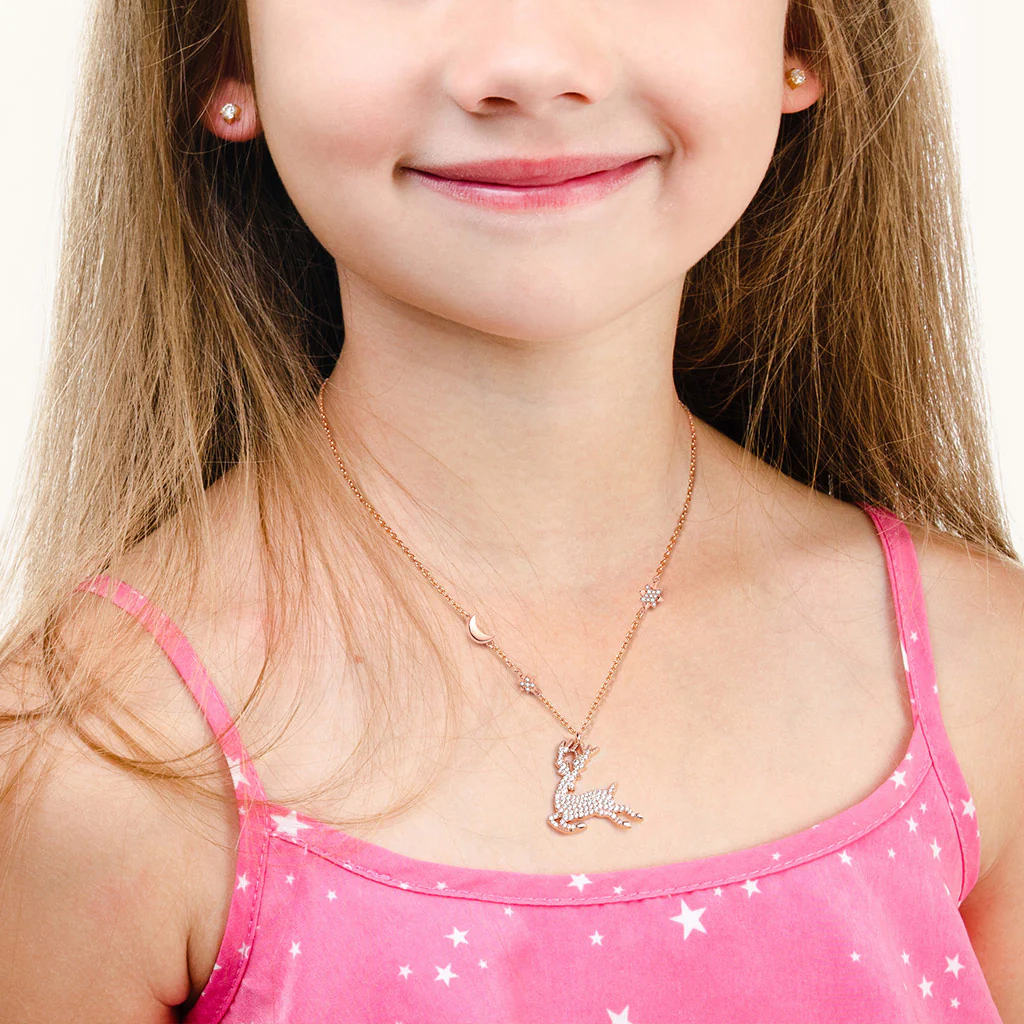 Gnoce Elk Necklace Paved with Stones Platinum-plated Silver Blend - Image 4