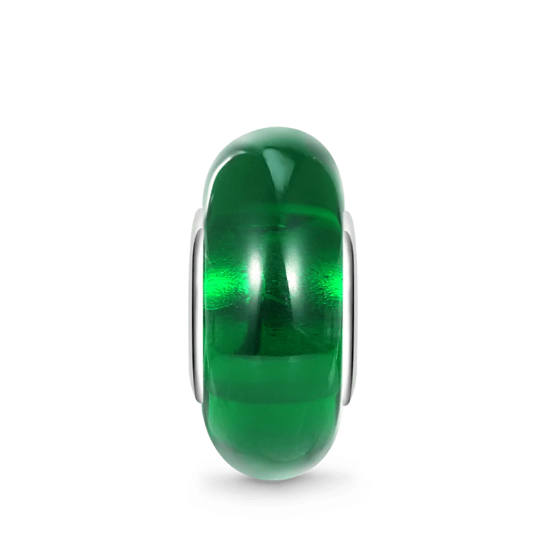 Gnoce Emerald Jade Charm Platinum-plated Silver Blend