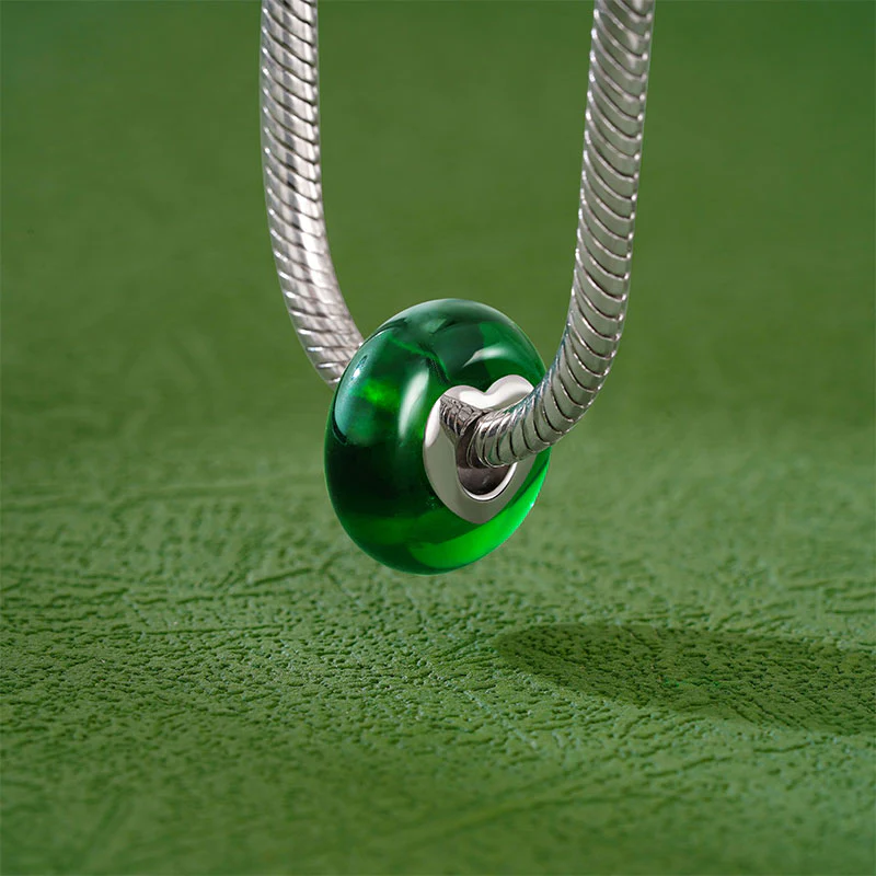 Gnoce Emerald Jade Charm Platinum-plated Silver Blend - Image 3