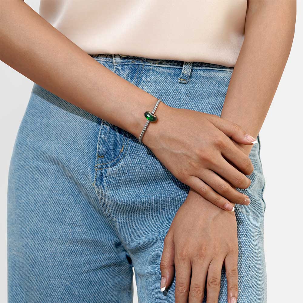 Gnoce Emerald Jade Charm Platinum-plated Silver Blend - Image 4