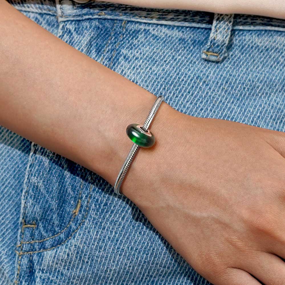 Gnoce Emerald Jade Charm Platinum-plated Silver Blend - Image 5
