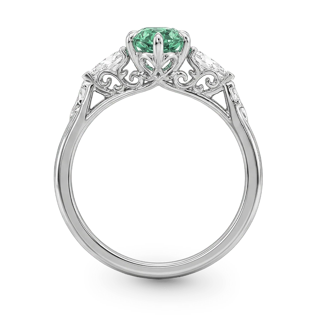 Gnoce  Green Emerald Marquise-Cut Engagement Ring - Image 4