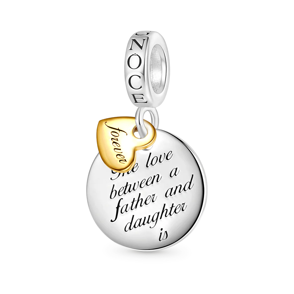 Gnoce Father Daughter Emotional Heart Charm Platinum-plated Silver Blend