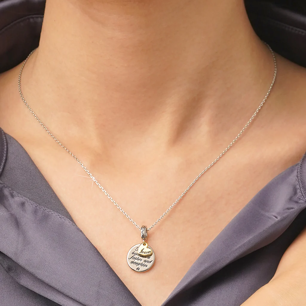 Gnoce Father Daughter Emotional Heart Charm Platinum-plated Silver Blend - Image 5