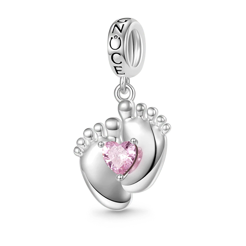 Gnoce Engravable Baby Feet Charm Platinum-plated Silver Blend