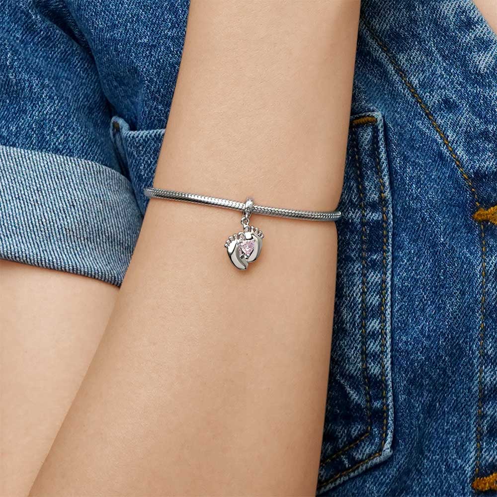 Gnoce Engravable Baby Feet Charm Platinum-plated Silver Blend - Image 5