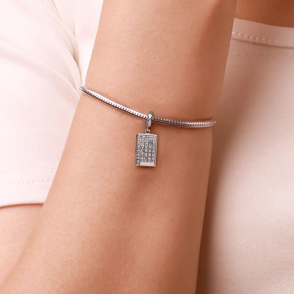 Gnoce Engravable Calendar Birthstone Charm Platinum-plated Silver Blend - Image 7