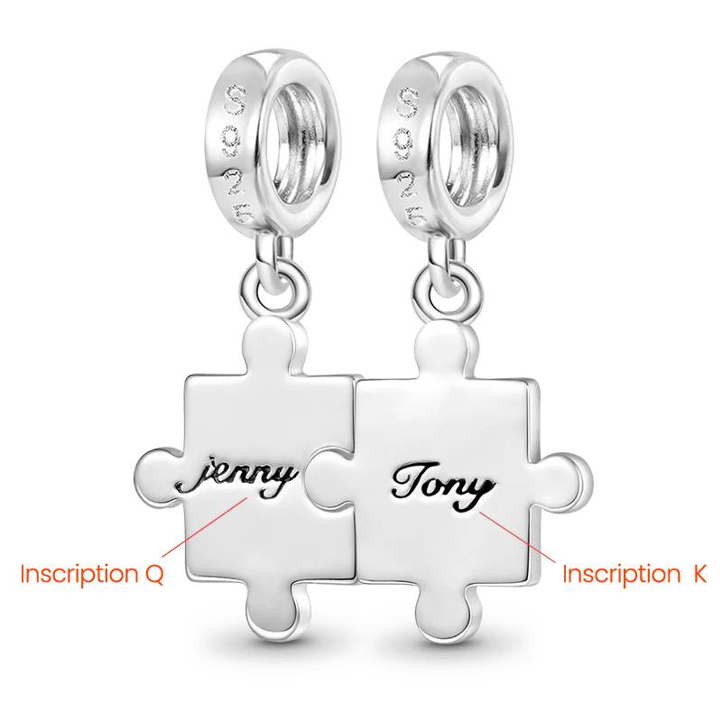 Gnoce Personalized Couple Puzzle Charm Platinum-plated Silver Blend - Image 2