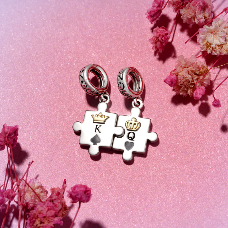 Gnoce Personalized Couple Puzzle Charm Platinum-plated Silver Blend - Image 3