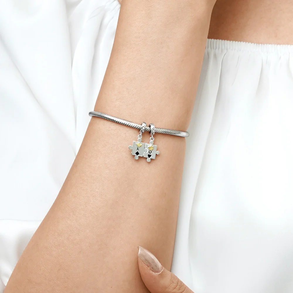 Gnoce Personalized Couple Puzzle Charm Platinum-plated Silver Blend - Image 5