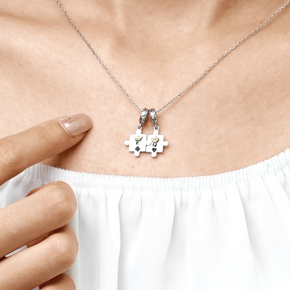 Gnoce Personalized Couple Puzzle Charm Platinum-plated Silver Blend - Image 7