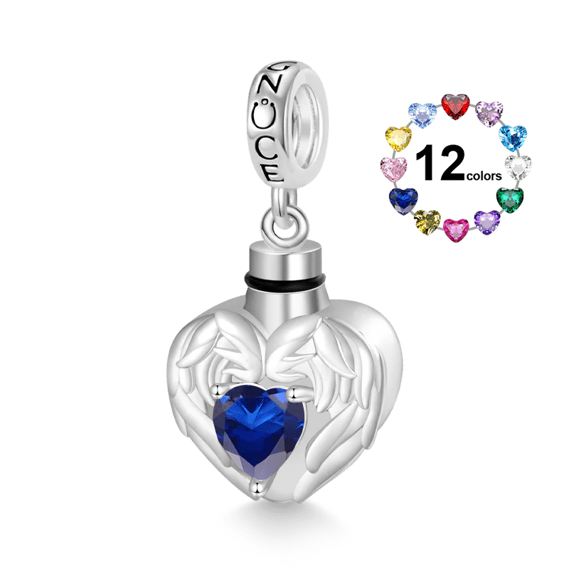 Gnoce Engravable Birthstone Heart Urn Ashes Charm Platinum-plated Silver Blend - Image 2