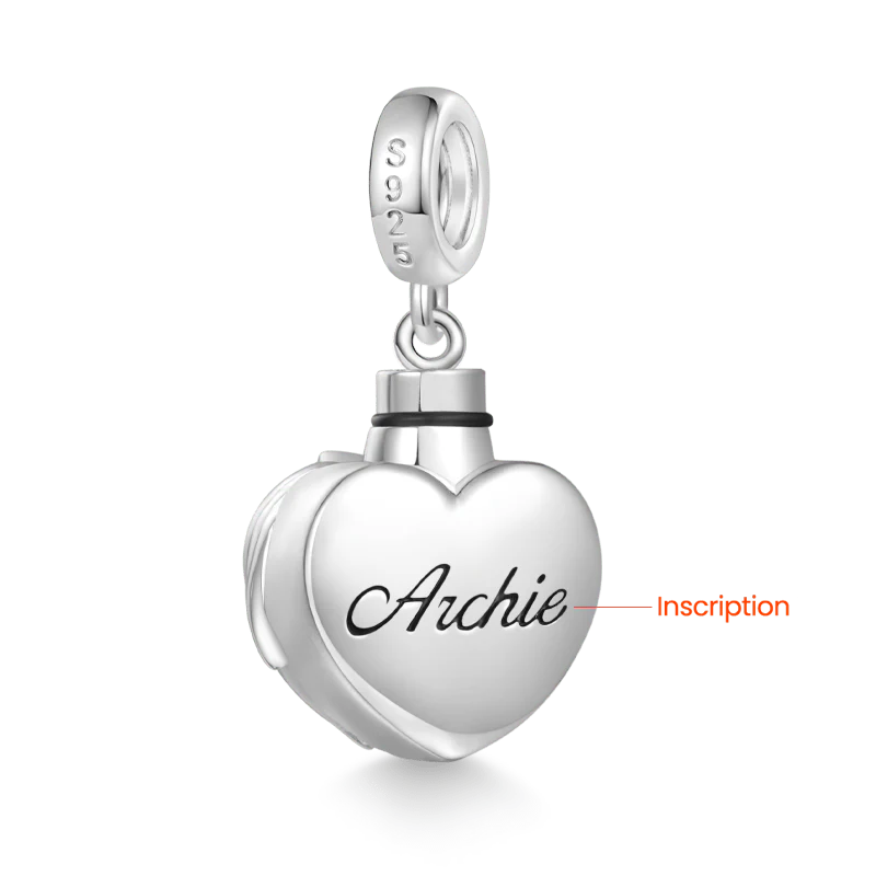 Gnoce Engravable Birthstone Heart Urn Ashes Charm Platinum-plated Silver Blend - Image 3
