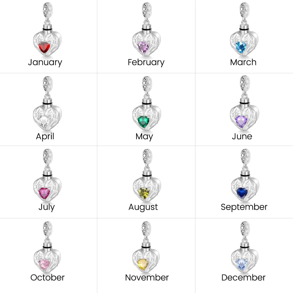 Gnoce Engravable Birthstone Heart Urn Ashes Charm Platinum-plated Silver Blend - Image 7
