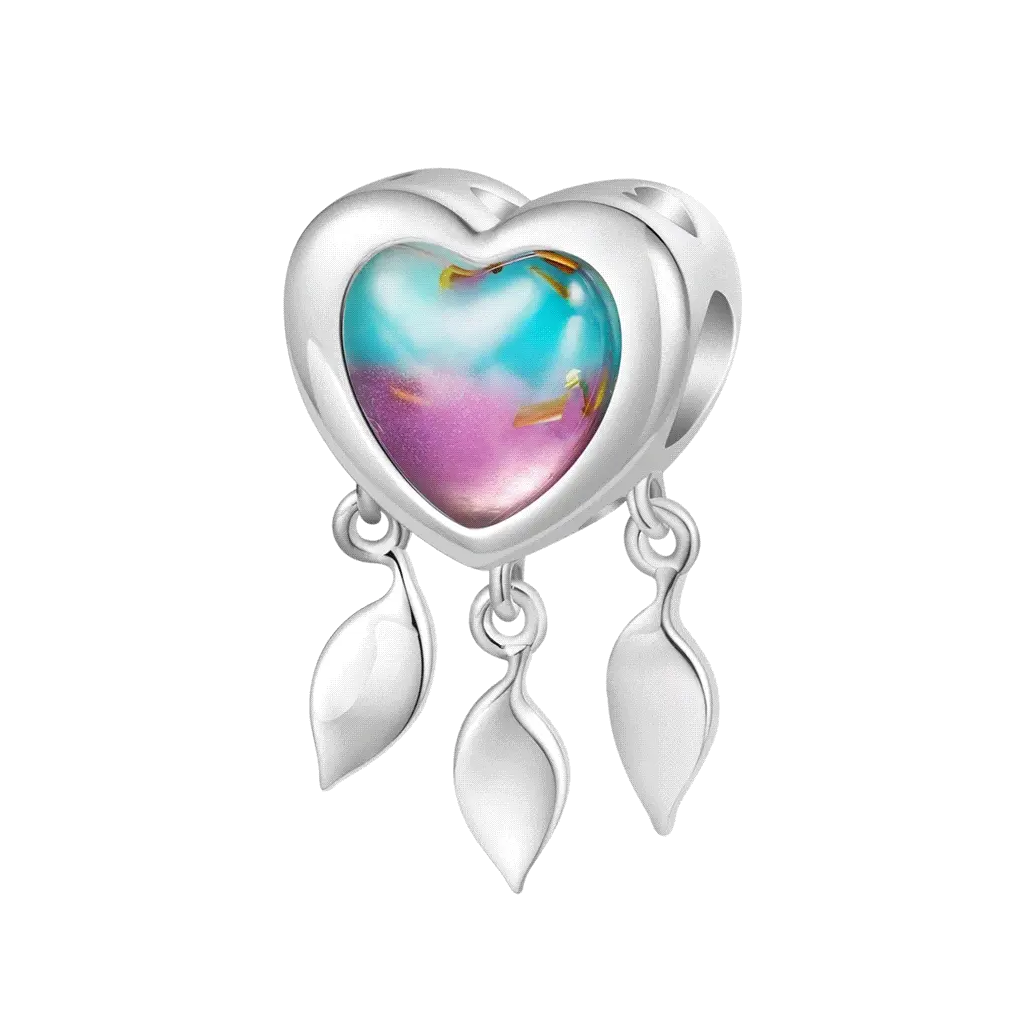 Gnoce Engravable Heart Dream Catcher Charm Platinum-plated Silver Blend