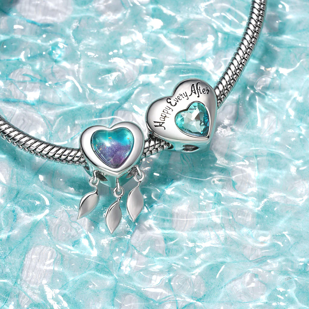 Gnoce Engravable Heart Dream Catcher Charm Platinum-plated Silver Blend - Image 4