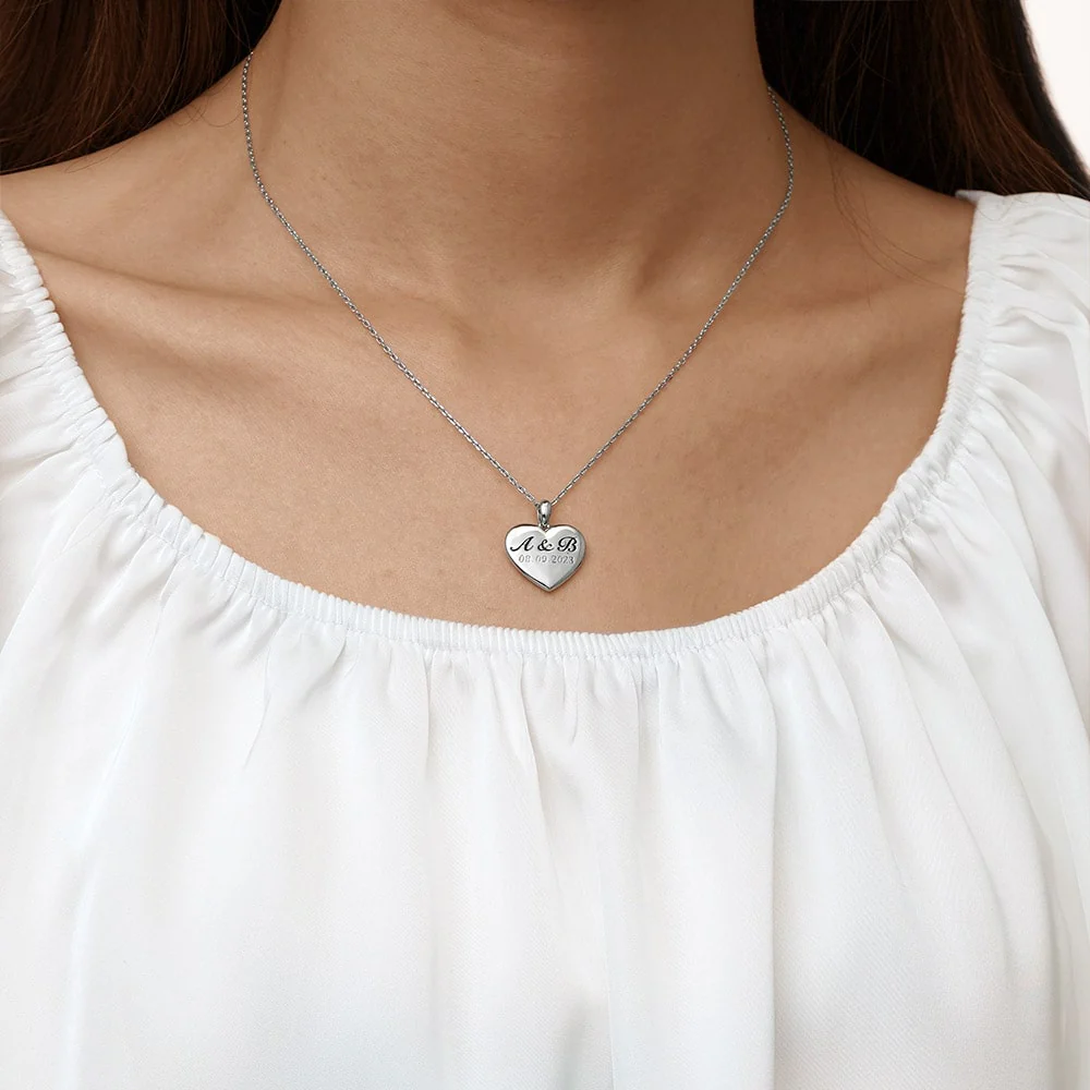 Gnoce Engravable Heart Name Necklace - Image 4