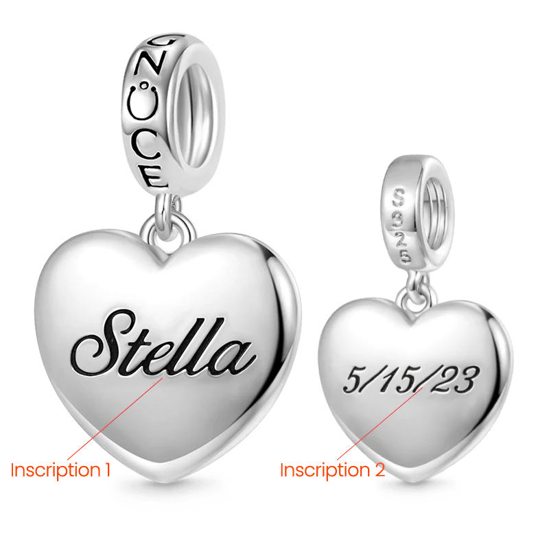 Gnoce Personalized Heart Charm Platinum-plated Silver Blend - Image 2