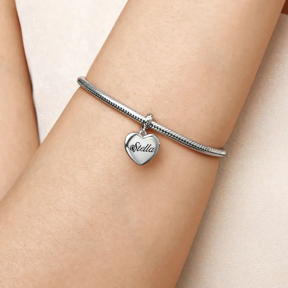 Gnoce Personalized Heart Charm Platinum-plated Silver Blend - Image 5