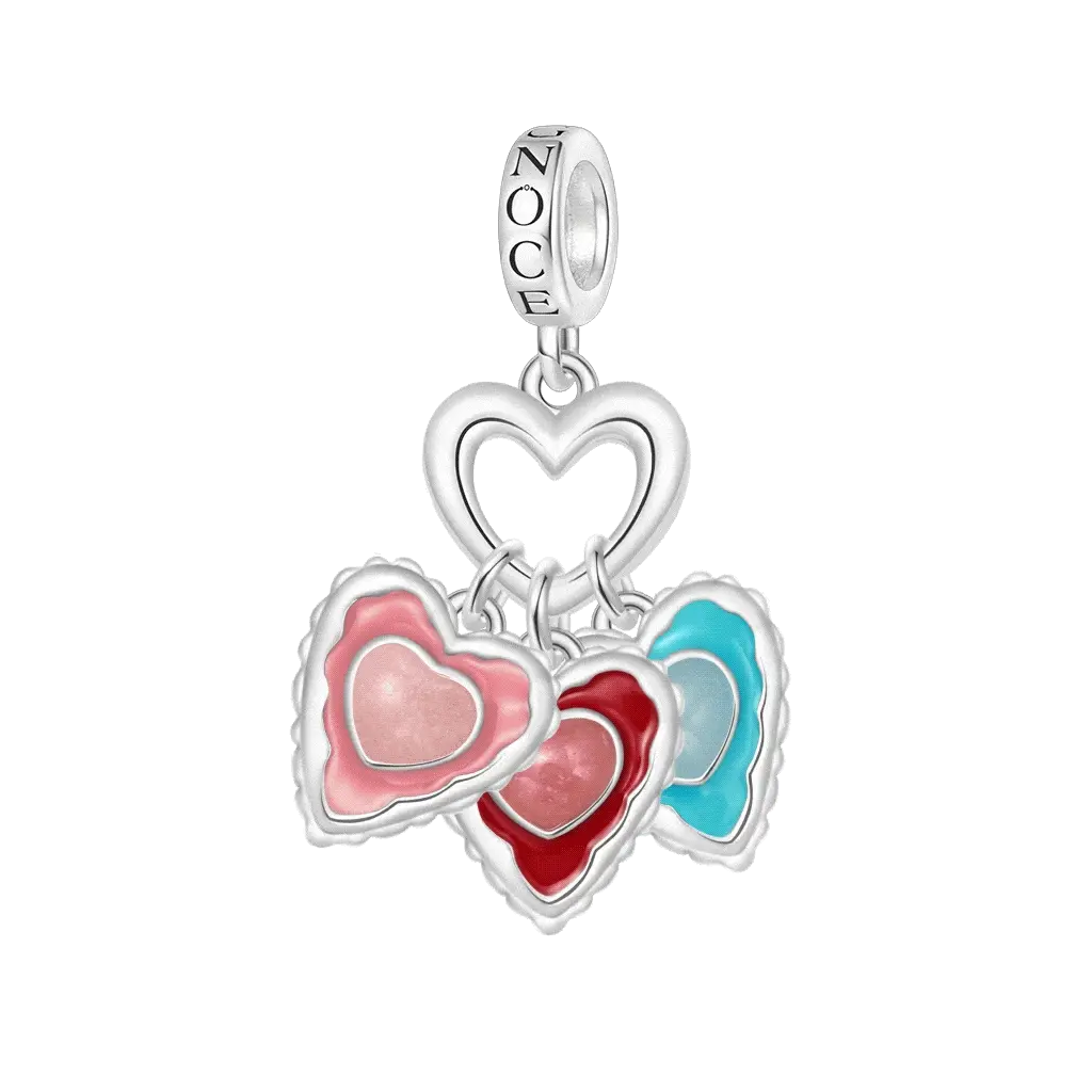 Gnoce Engravable Glow-in-the-Dark Heart Charm Platinum-plated Silver Blend