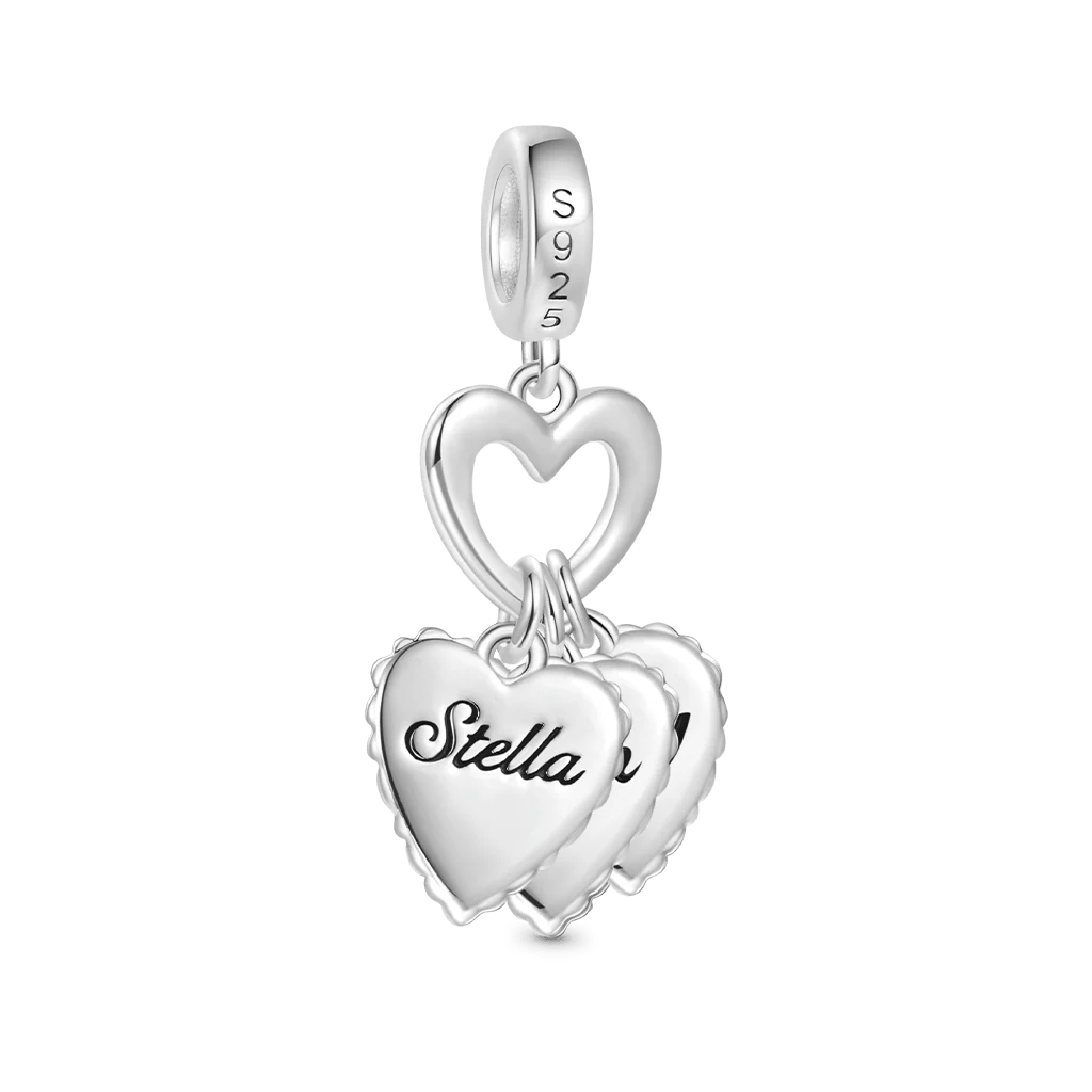 Gnoce Engravable Glow-in-the-Dark Heart Charm Platinum-plated Silver Blend - Image 3