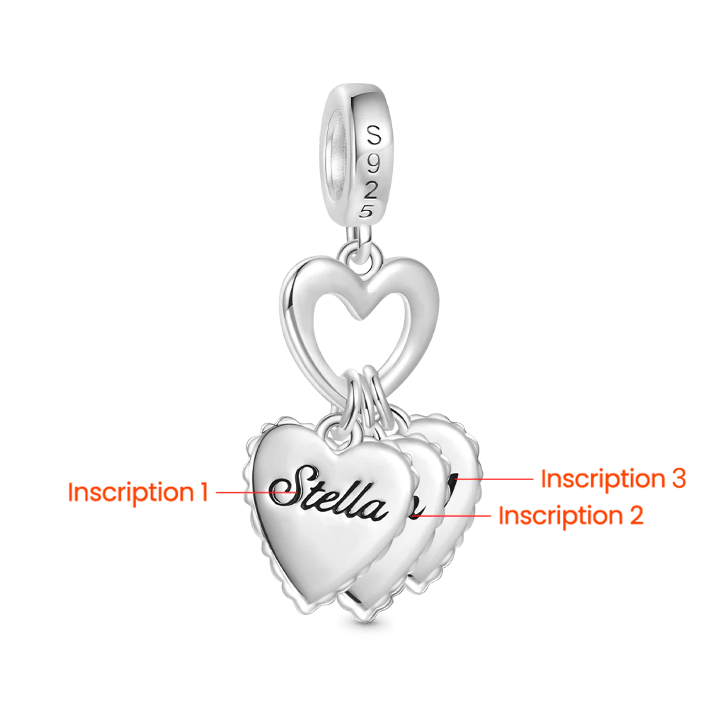 Gnoce Engravable Glow-in-the-Dark Heart Charm Platinum-plated Silver Blend - Image 4