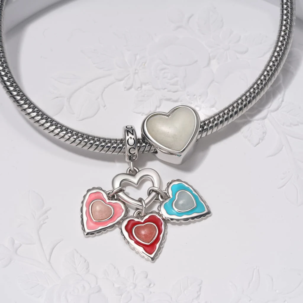 Gnoce Engravable Glow-in-the-Dark Heart Charm Platinum-plated Silver Blend - Image 5