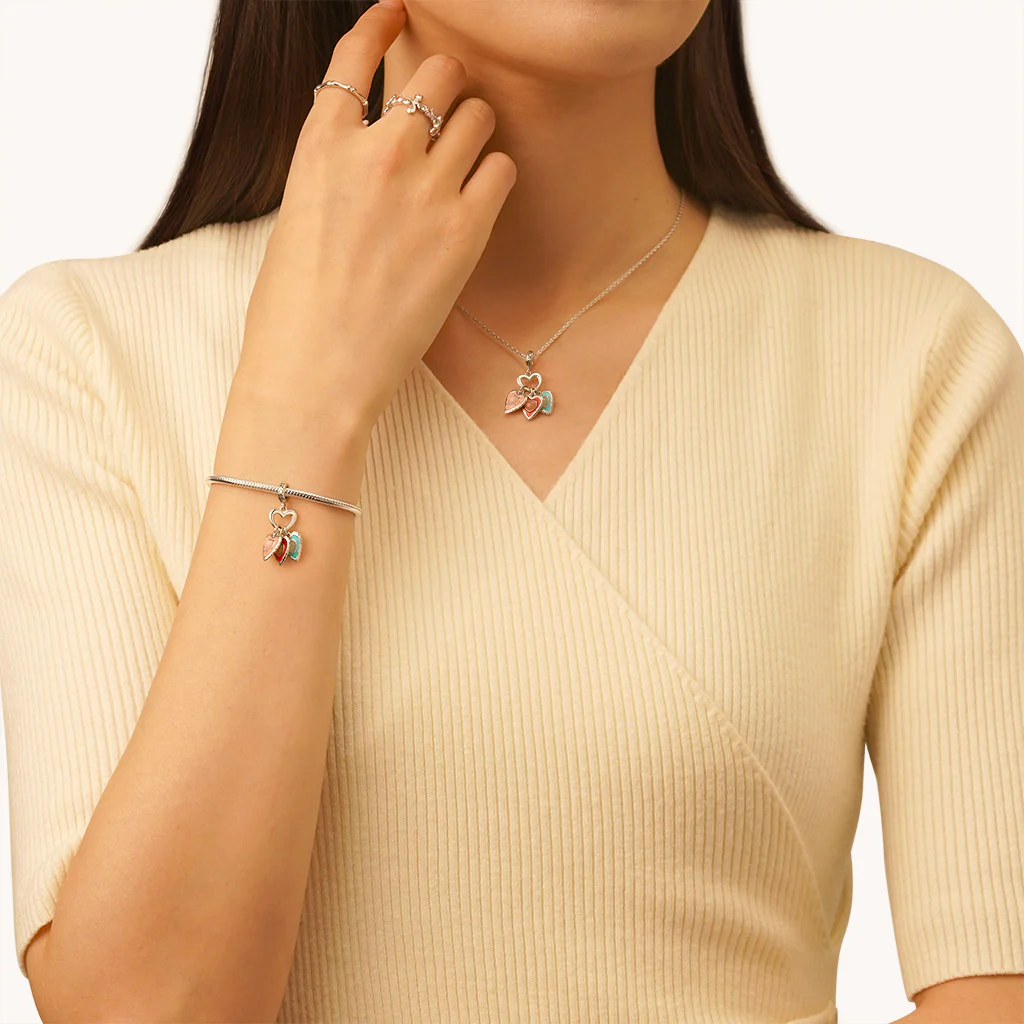 Gnoce Engravable Glow-in-the-Dark Heart Charm Platinum-plated Silver Blend - Image 6