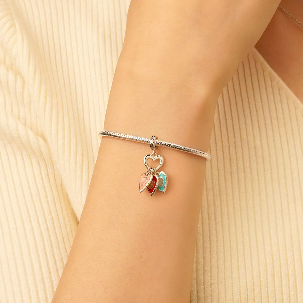 Gnoce Engravable Glow-in-the-Dark Heart Charm Platinum-plated Silver Blend - Image 8