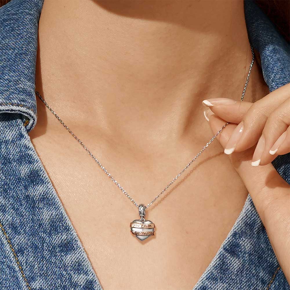 Gnoce Engravable Heart Ribbon Charm Platinum-plated Silver Blend - Image 8
