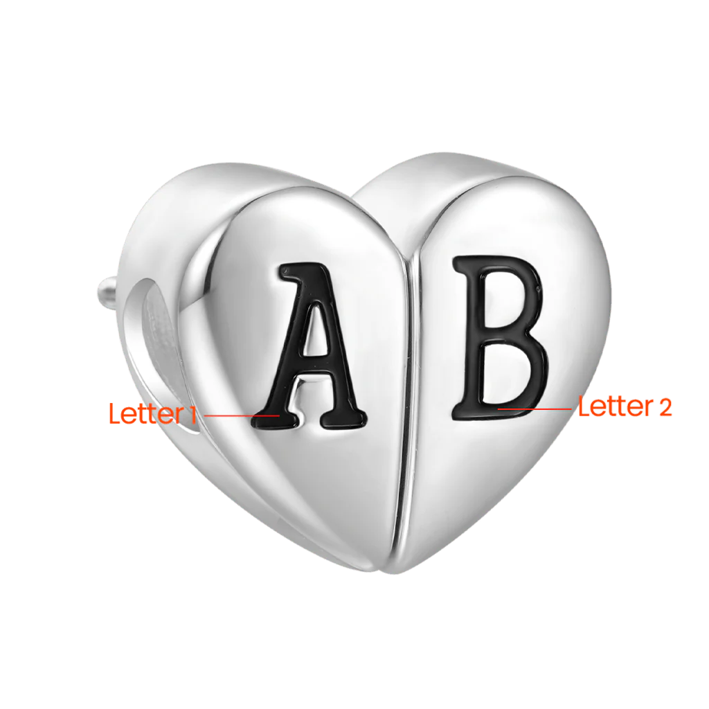 Gnoce Engravable Heart Split Birthstone Charm Platinum-plated Silver Blend - Image 3