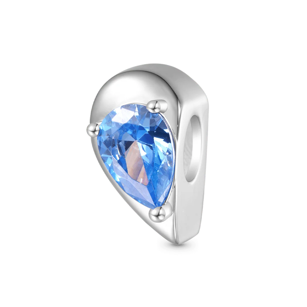 Gnoce Engravable Heart Split Birthstone Charm Platinum-plated Silver Blend - Image 4