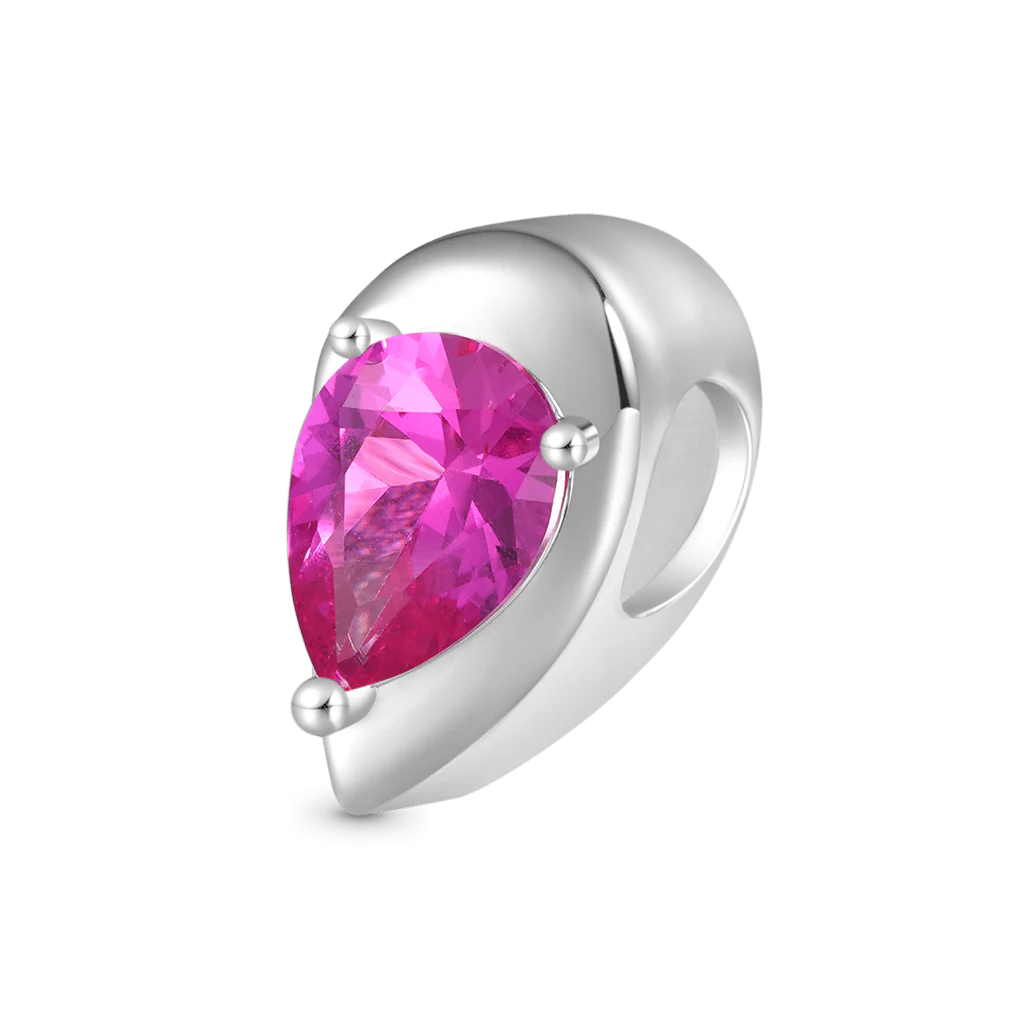 Gnoce Engravable Heart Split Birthstone Charm Platinum-plated Silver Blend - Image 5