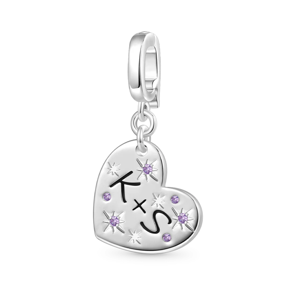 Gnoce Initial Letter Love Clasp Clusters Charm Platinum-plated Silver Blend
