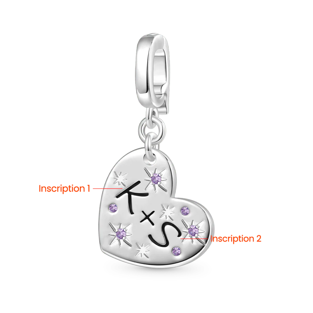 Gnoce Initial Letter Love Clasp Clusters Charm Platinum-plated Silver Blend - Image 2
