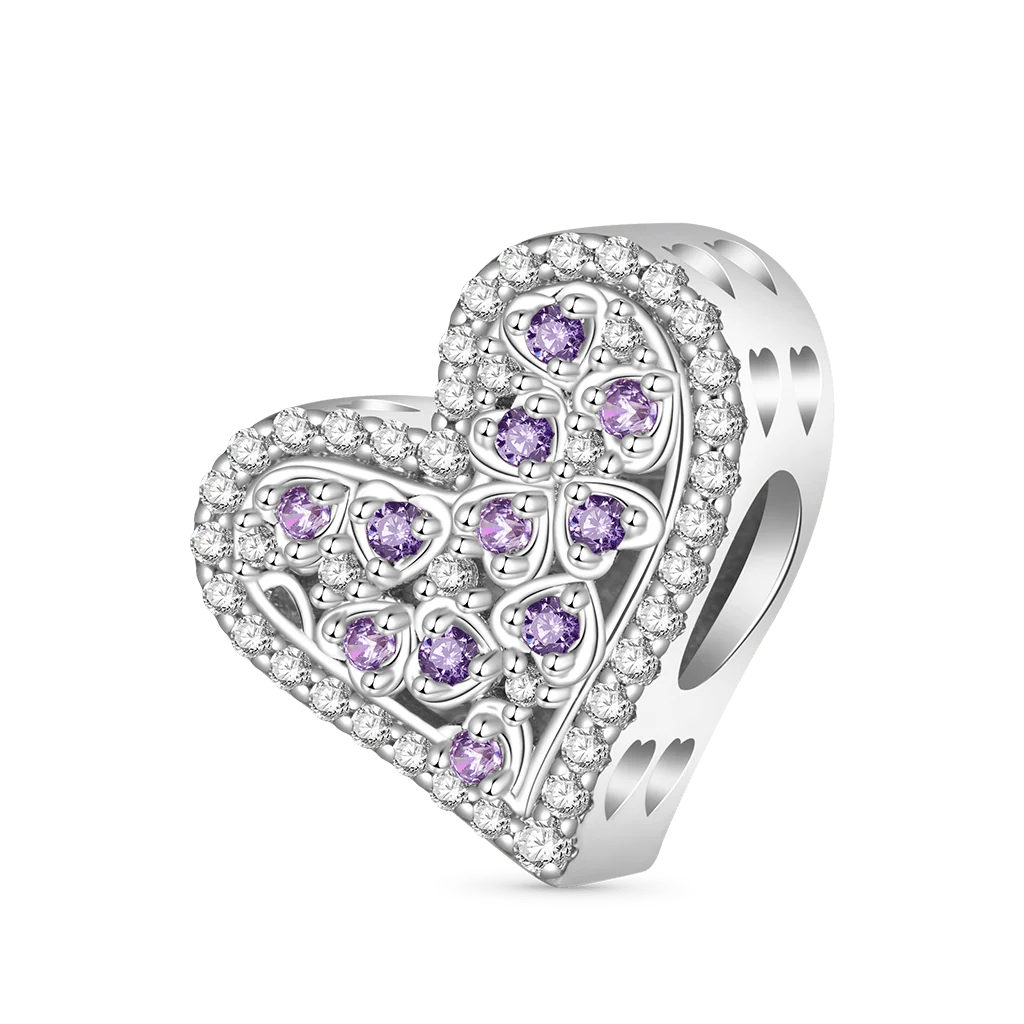 Gnoce Engravable Lucky Heart Charm Platinum-plated Silver Blend