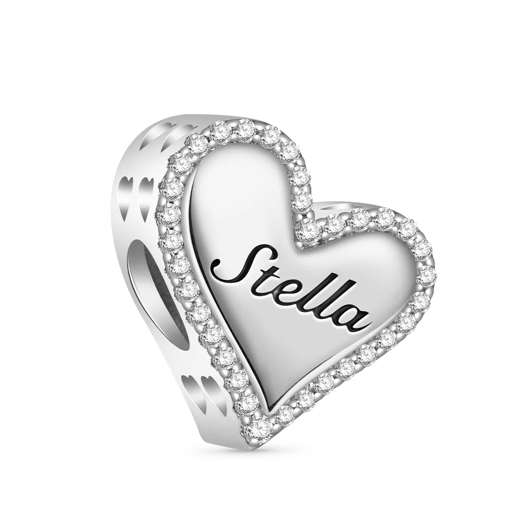 Gnoce Engravable Lucky Heart Charm Platinum-plated Silver Blend - Image 2