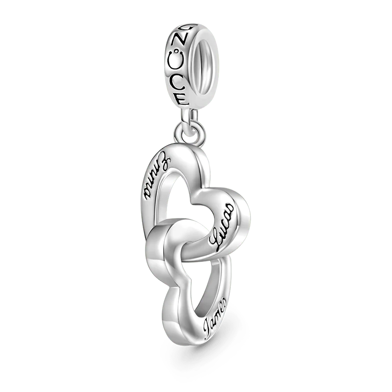 Gnoce Personalized Name Heart Charm Platinum-plated Silver Blend