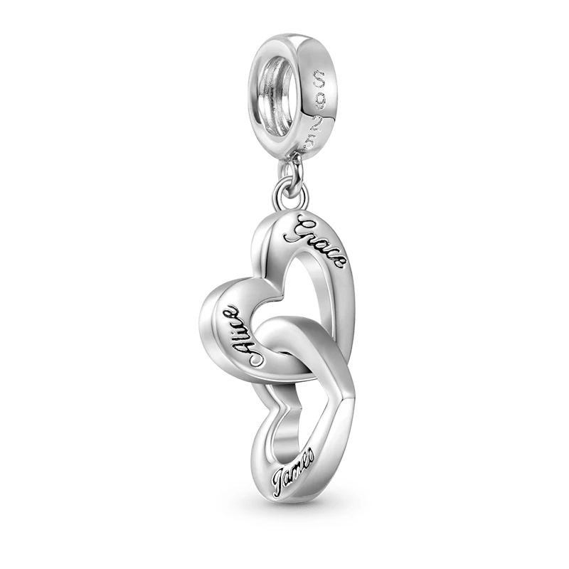 Gnoce Personalized Name Heart Charm Platinum-plated Silver Blend - Image 2