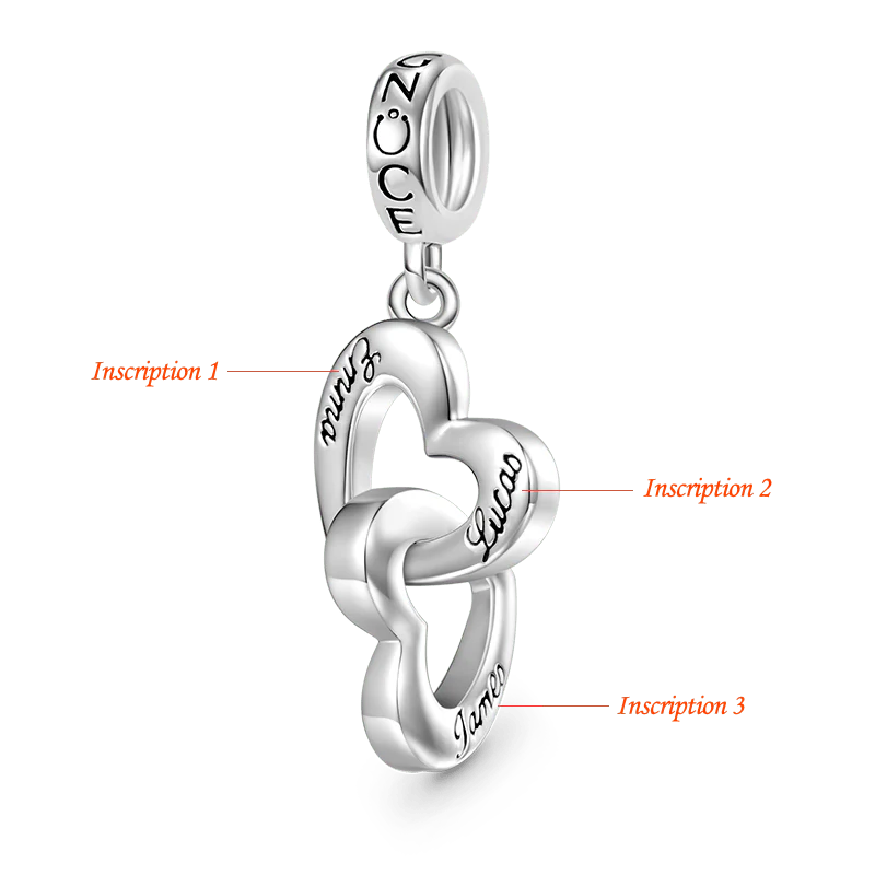 Gnoce Personalized Name Heart Charm Platinum-plated Silver Blend - Image 3