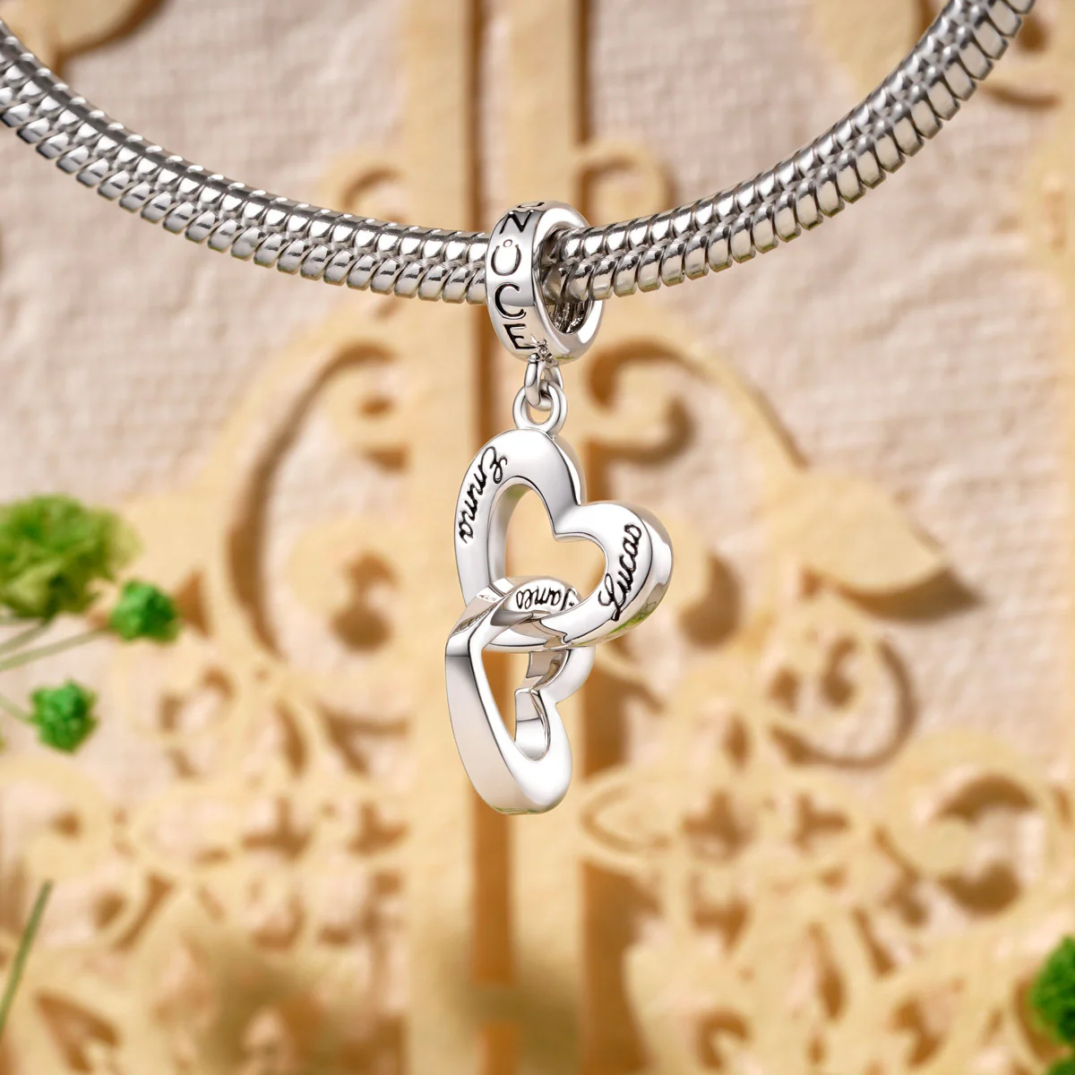 Gnoce Personalized Name Heart Charm Platinum-plated Silver Blend - Image 5