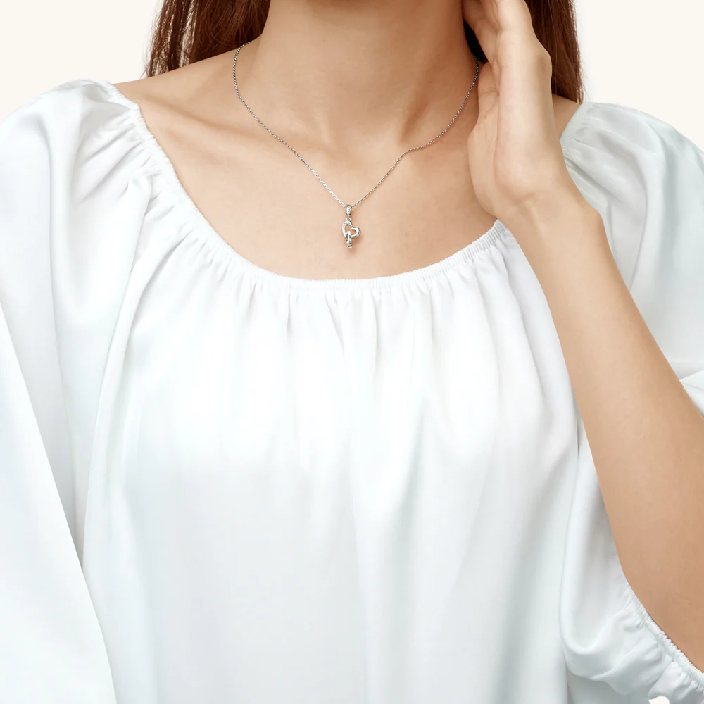 Gnoce Personalized Name Heart Charm Platinum-plated Silver Blend - Image 6