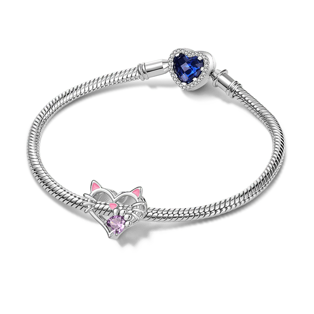 Gnoce Engravable Pet Cat Birthstone Charm Platinum-plated Silver Blend - Image 3